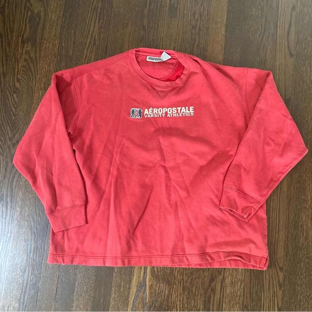 Vintage Aeropostale Varsity Athletics Mens XL Red Sweatshirt Crew Neck Sweater